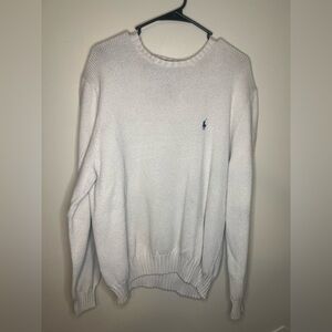 Vintage Polo Ralph Lauren Sweater Mens 100% Wool Heavy Knit Crewneck Cream